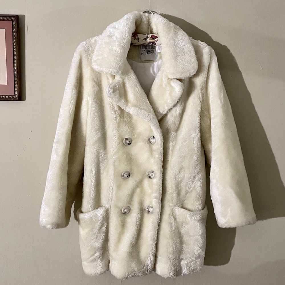 White Stag | Vintage 60s-70s Teddy Pea Coat in Soft Cream, Sz M or L ♥ EUC